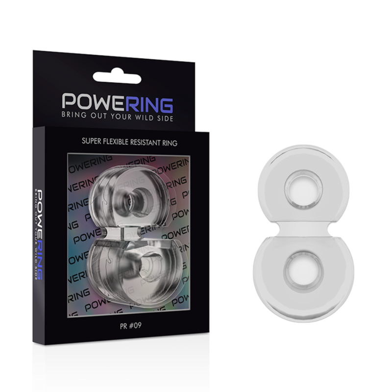 POWERING - ANILLO DOBLE PARA EL PENE SUPER FLEXIBLE Y RESISTENTE PR09 TRANSPARENTE