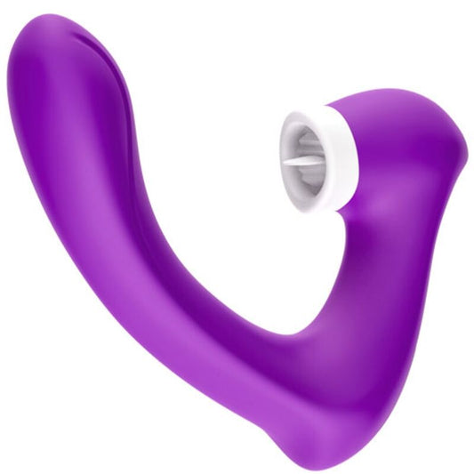 ARMONY - SECRETKISS LIMPIADOR DE CLÍTORIS VIBRADOR Y VIBRADOR CURVO MORADO