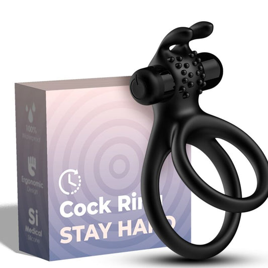 ARMONY - ANILLO VIBRADOR DOBLE TRAVELER PARA PAREJAS CONEJO NEGRO