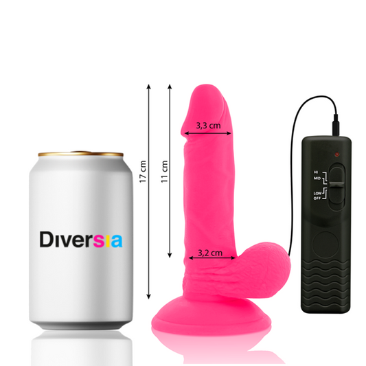 DIVERSIA - DILDO VIBRADOR FLEXIBLE ROSA 17 CM -O- 3.3 CM