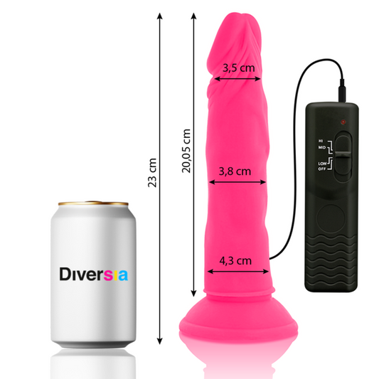 DIVERSIA - DILDO VIBRADOR FLEXIBLE ROSA 23 CM -O- 4.3 CM
