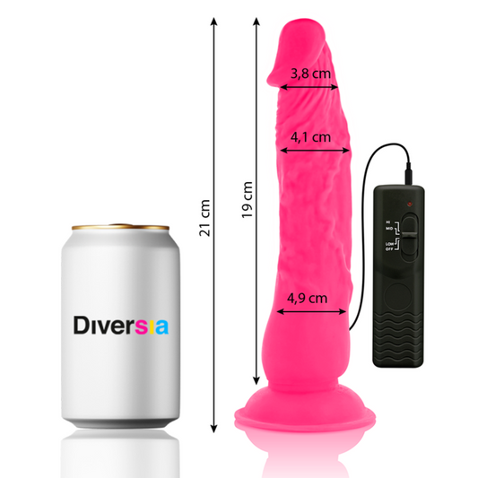 DIVERSIA - DILDO VIBRADOR FLEXIBLE ROSA 21 CM -O- 4.9 CM