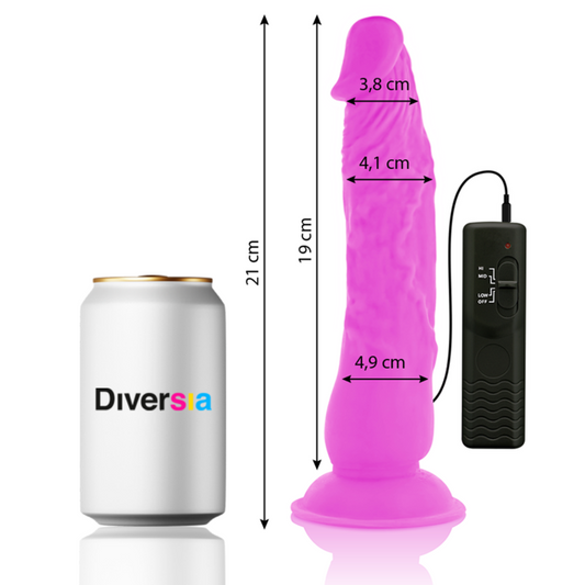 DIVERSIA - DILDO VIBRADOR FLEXIBLE MORADO 21 CM -O- 4.9 CM