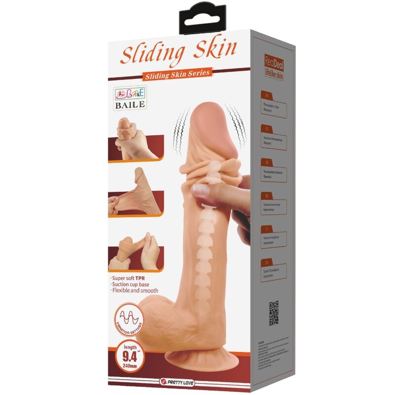 PRETTY LOVE - SERIE PIEL DESLIZANTE DILDO REALISTA CON VENTOSA DESLIZANTE CONTROL REMOTO CARNE 24 CM