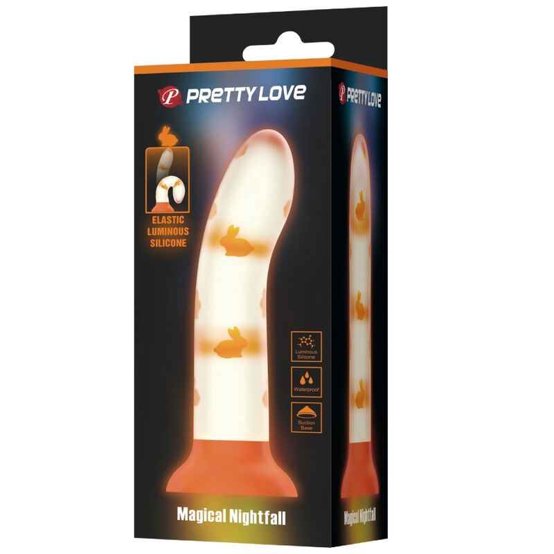 PRETTY LOVE - DILDO MÁGICO NIGHTFALL SIN VIBRACIÓN NARANJA LUMINOSO
