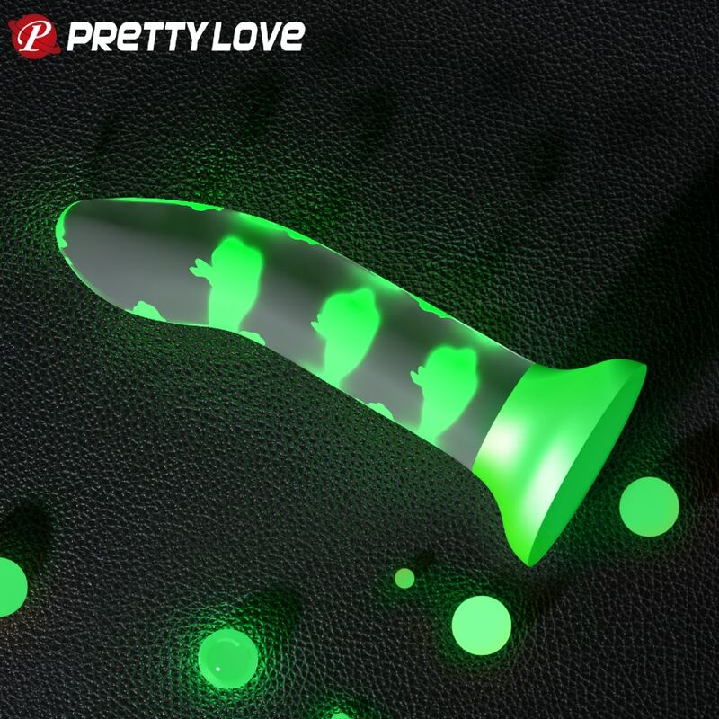 PRETTY LOVE - DILDO MÁGICO NOCTURNO SIN VIBRACIÓN VERDE LUMINOSO