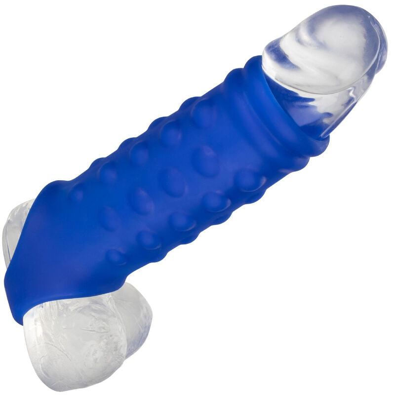 CALEXOTICS - FUNDA PARA PENE CON CUENTAS ADMIRAL DE SILICONA LÍQUIDA AZUL