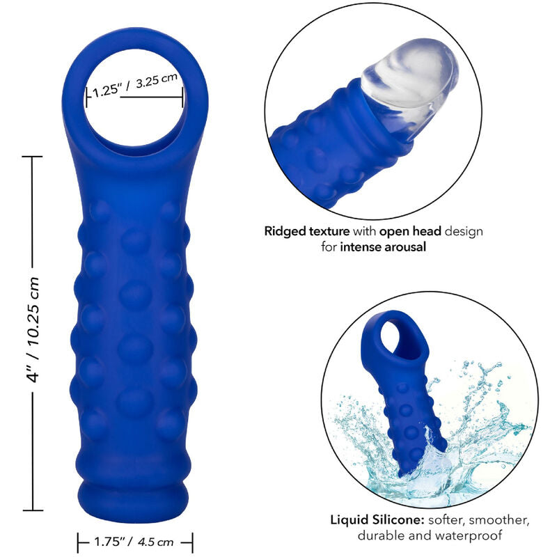 CALEXOTICS - FUNDA PARA PENE CON CUENTAS ADMIRAL DE SILICONA LÍQUIDA AZUL