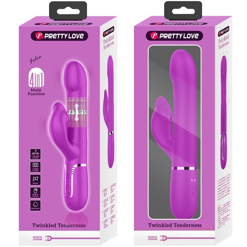 PRETTY LOVE - VIBRADOR CONEJO PERLAS VIOLETAS
