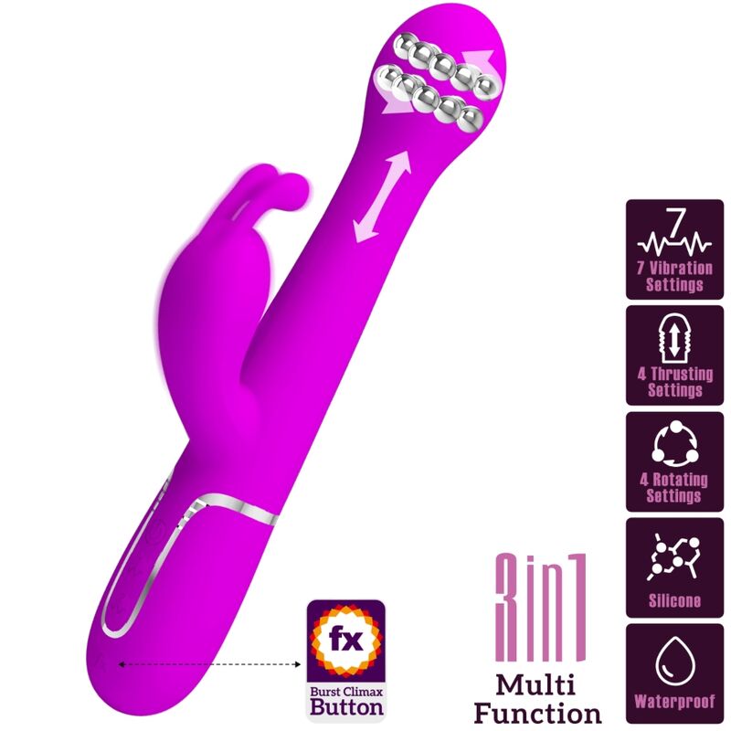 PRETTY LOVE - VIBRADOR DEJON RABBIT 3 EN 1 MULTIFUNCIÓN VIOLETA