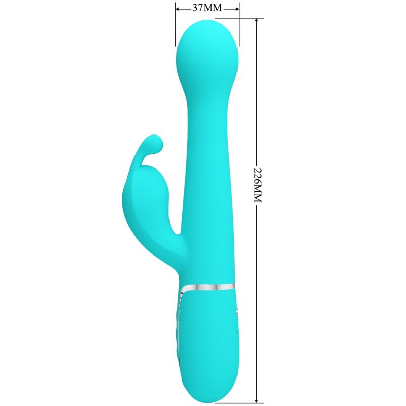 PRETTY LOVE - VIBRADOR DEJON RABBIT 3 EN 1 MULTIFUNCIÓN VERDE AGUA