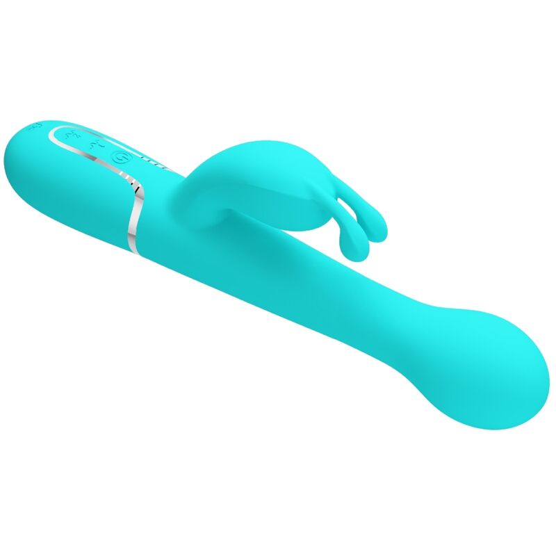 PRETTY LOVE - VIBRADOR DEJON RABBIT 3 EN 1 MULTIFUNCIÓN VERDE AGUA