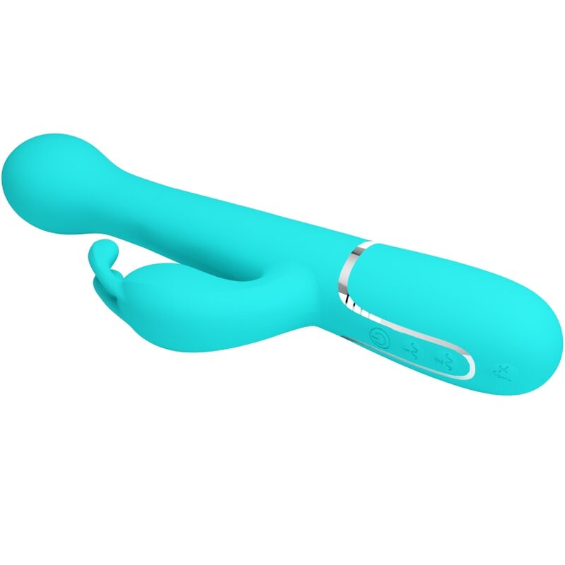 PRETTY LOVE - VIBRADOR DEJON RABBIT 3 EN 1 MULTIFUNCIÓN VERDE AGUA