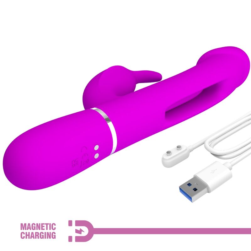 PRETTY LOVE - KAMPAS RABBIT VIBRADOR MULTIFUNCIÓN 3 EN 1 CON LENGUA FUCSIA