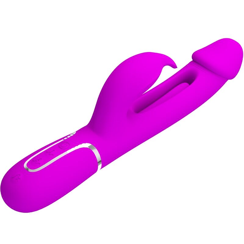 PRETTY LOVE - KAMPAS RABBIT VIBRADOR MULTIFUNCIÓN 3 EN 1 CON LENGUA FUCSIA