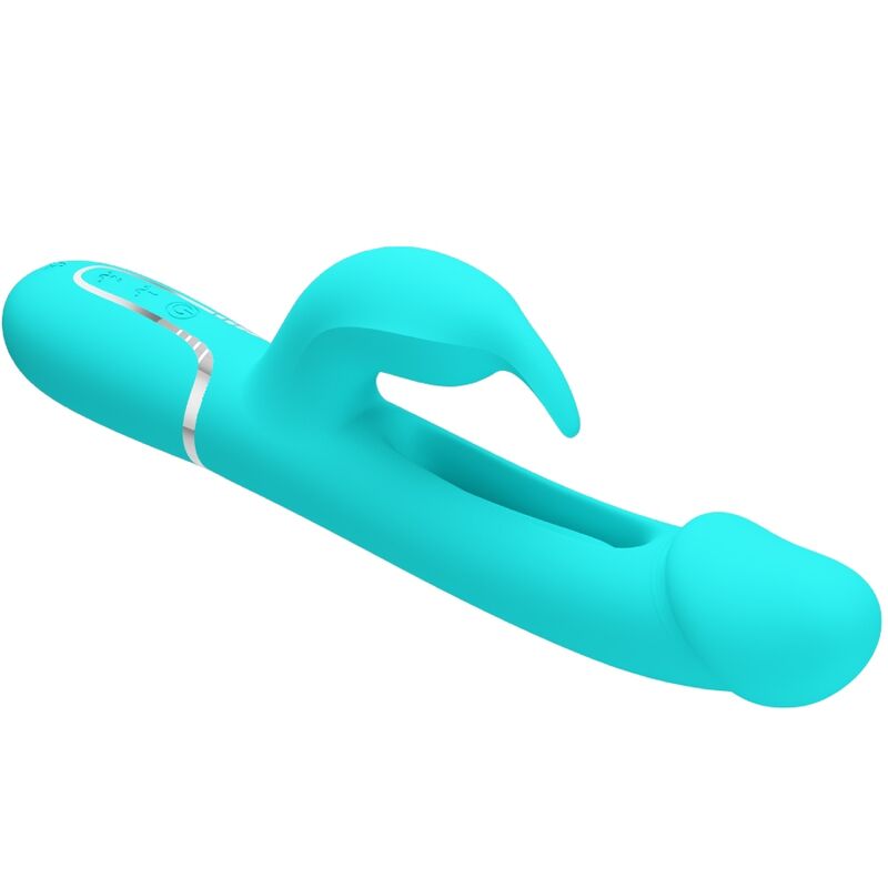 PRETTY LOVE - KAMPAS RABBIT VIBRADOR MULTIFUNCIÓN 3 EN 1 CON LENGUA VERDE AGUA