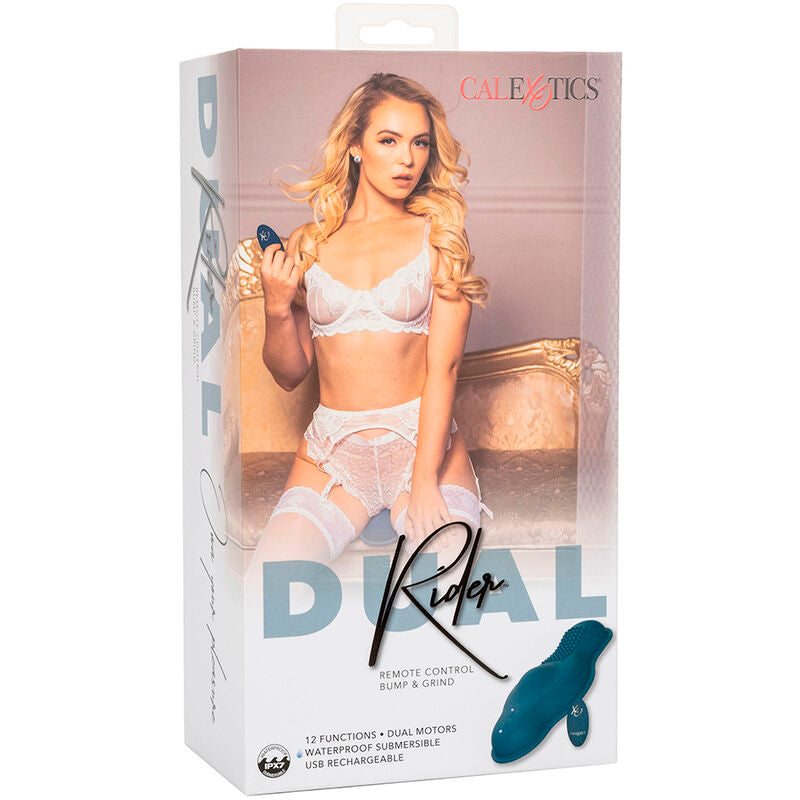 CALEXOTICS - MASAJEADOR DE JINETE DOBLE MOTOR CONTROL REMOTO AZUL
