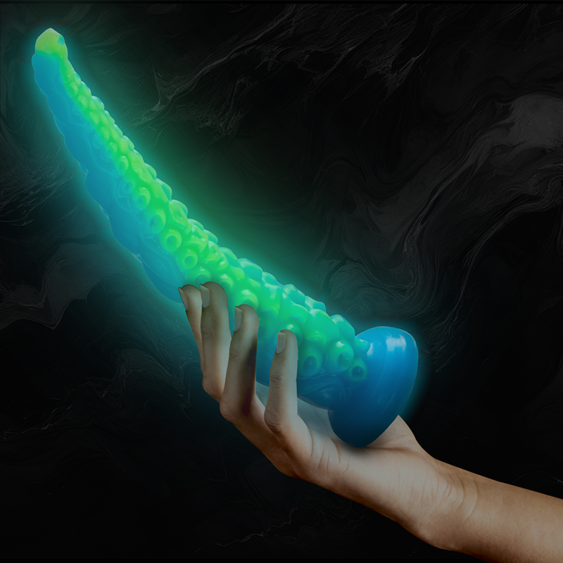 ÉPICO - DILDO FLUORESCENTE CON TENTÁCULOS FINOS SCYLLA DE GRAN TAMAÑO