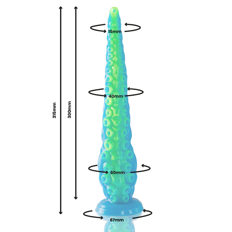 ÉPICO - DILDO FLUORESCENTE CON TENTÁCULOS FINOS SCYLLA DE GRAN TAMAÑO
