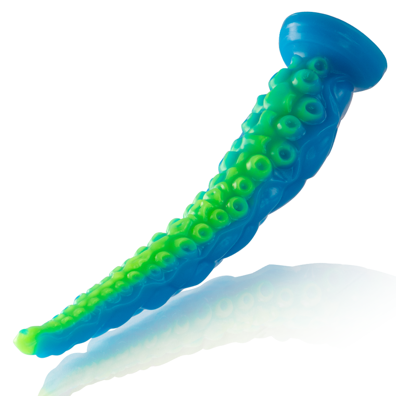 ÉPICO - DILDO FLUORESCENTE CON TENTÁCULOS FINOS SCYLLA DE GRAN TAMAÑO