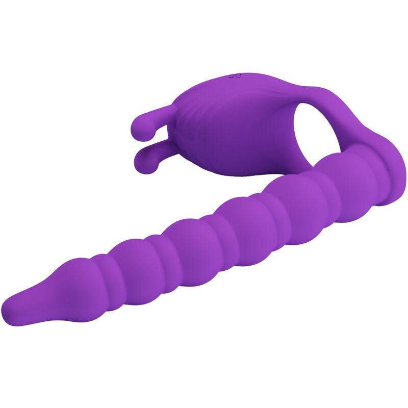 PRETTY LOVE - ANILLO PARA EL PENE NEGRO CON TAPÓN VIBRADOR LILA