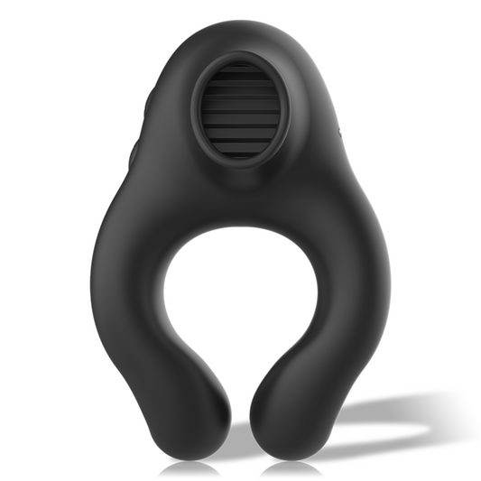 ARMONY - ANILLO VIBRADOR DE SILICONA 3 MOTORES RECARGABLE NEGRO - DORADO