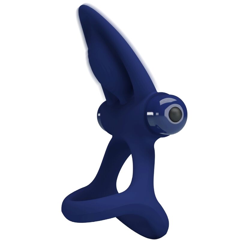 PRETTY LOVE - ANILLO DOBLE MAT CON VIBRACIÓN Y ESTIMULADOR AZUL