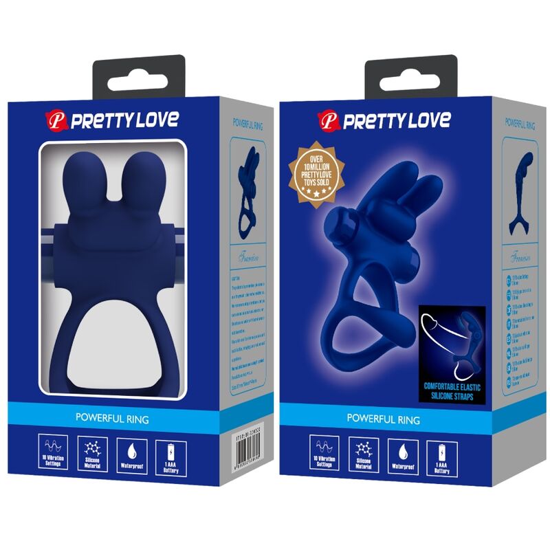 PRETTY LOVE - FRANCISCO ANILLO VIBRADOR DOBLE CONEJO AZUL