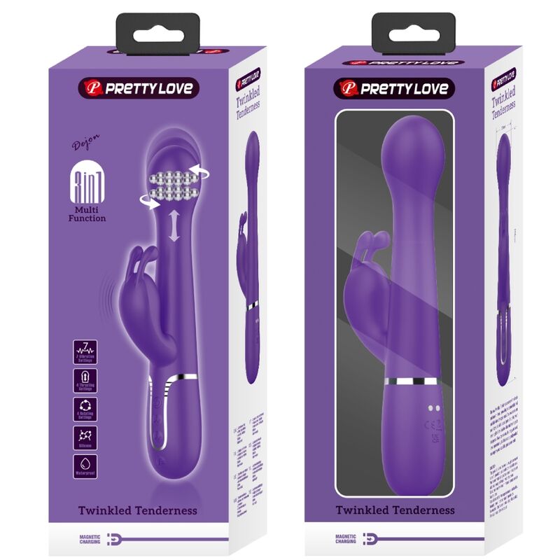 PRETTY LOVE - VIBRADOR DEJON RABBIT 3 EN 1 MULTIFUNCIÓN MORADO