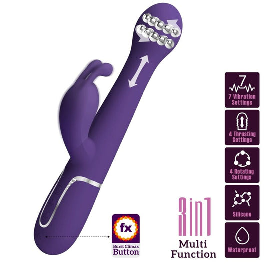 PRETTY LOVE - VIBRADOR DEJON RABBIT 3 EN 1 MULTIFUNCIÓN MORADO