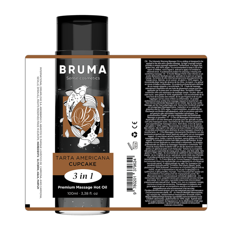 BRUMA - ACEITE DE MASAJE CALIENTE PREMIUM CUPCAKE 3 EN 1 - 100 ML