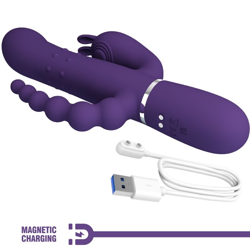 PRETTY LOVE - CAMMY VIBRADOR TRIPLE MULTIFUNCIÓN 4 EN 1 MORADO