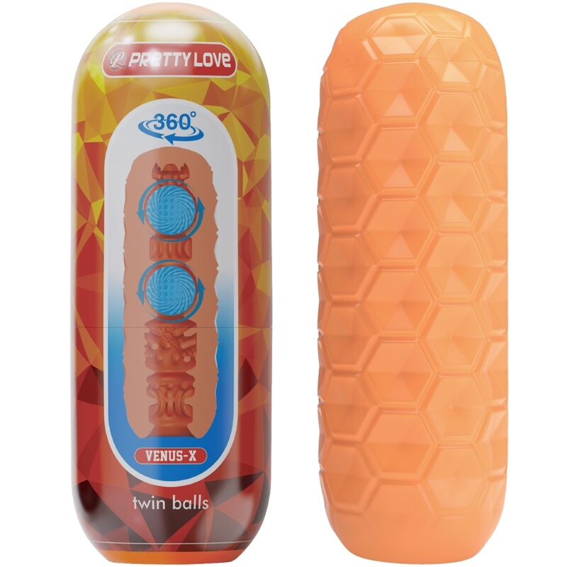 PRETTY LOVE - MASTURBADOR MASCULINO TWIN BALLS NARANJA