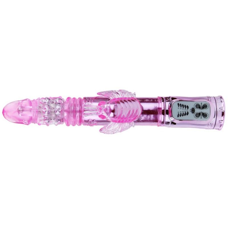 BAILE - VIBRADOR RECARGABLE CON ROTACIÓN Y ESTIMULADOR DE MARIPOSA PULSANTE