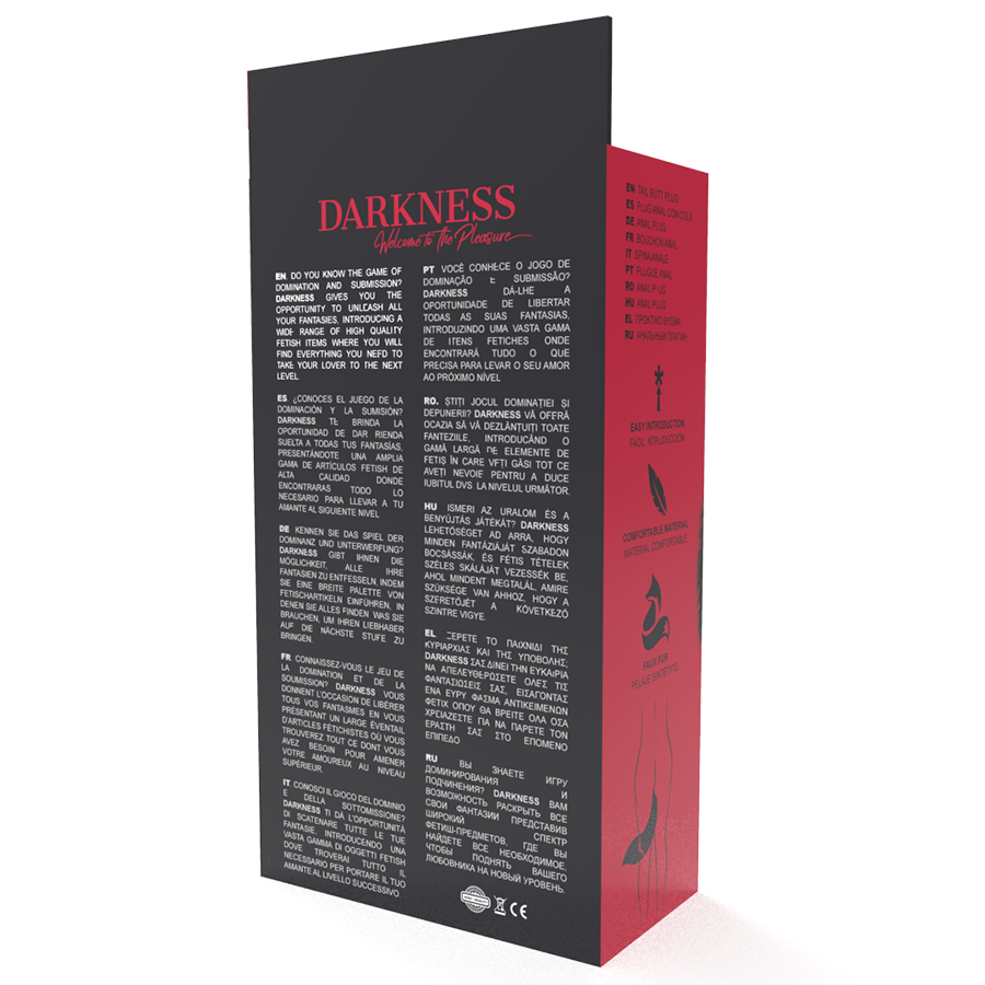 DARKNESS - PLUG ANAL PLATEADO DE 8 CM CON COLA NEGRA
