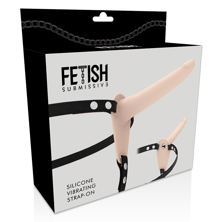 ARNÉS FETISH SUBMISSIVE - VIBRADOR DE SILICONA COLOR CARNE 15 CM