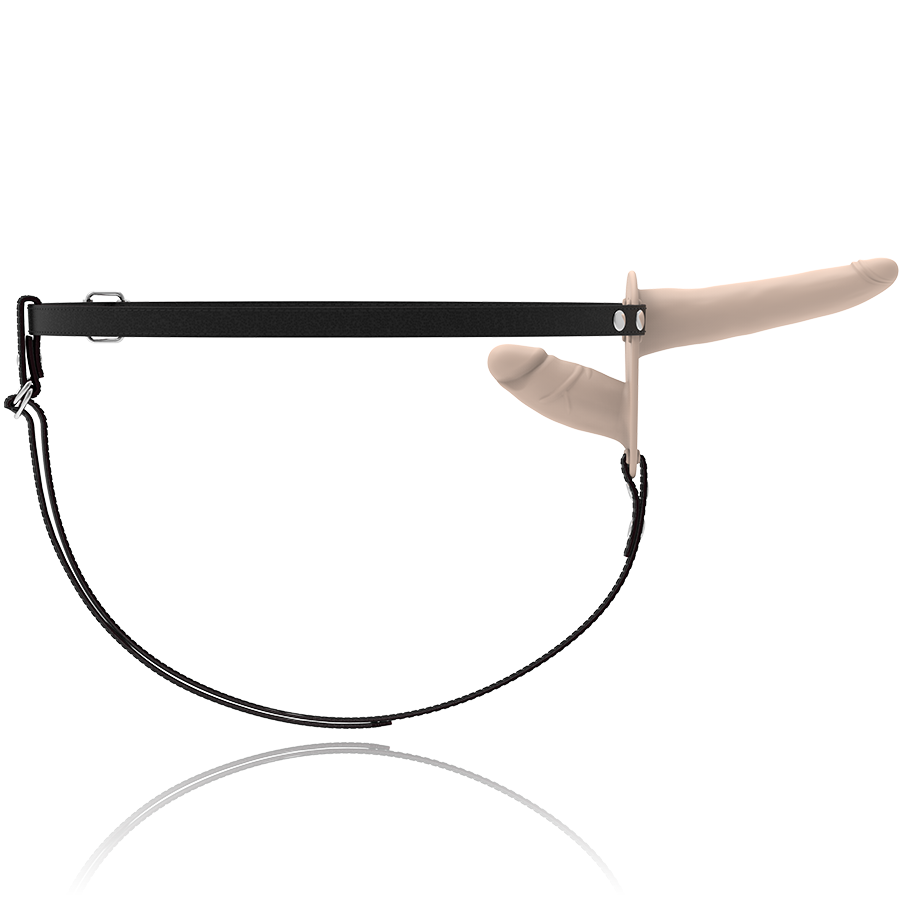 ARNÉS FETISH SUBMISSIVE - VIBRADOR FLESH UP DE DOBLE PENETRACIÓN