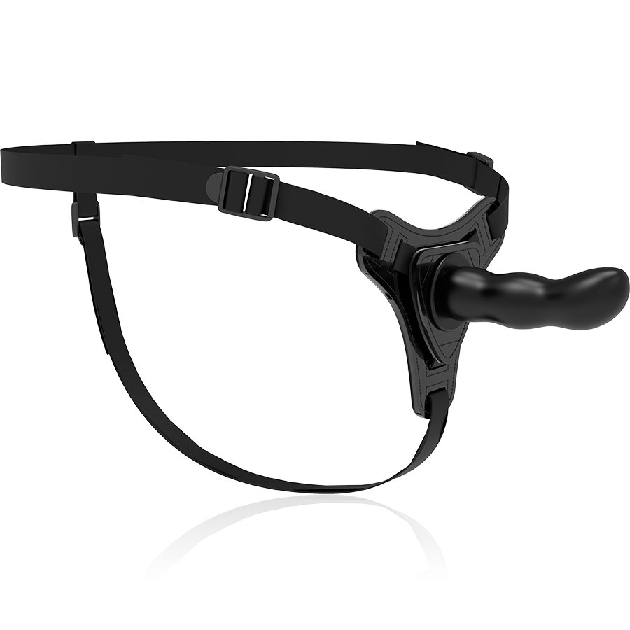 ARNÉS FETISH SUBMISSIVE - SILICONA NEGRA PUNTO G 16 CM