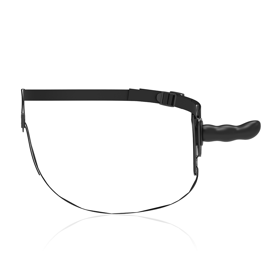 ARNÉS FETISH SUBMISSIVE - SILICONA NEGRA PUNTO G 16 CM