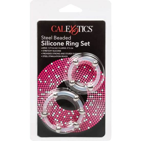 CALEXOTICS - JUEGO DE ANILLOS DE SILICONA CON CUENTAS DE ACERO