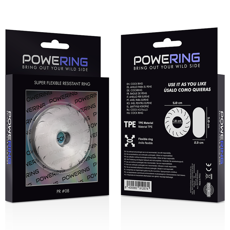 POWERING - ANILLO PARA EL PENE SUPER FLEXIBLE Y RESISTENTE 5CM PR08 TRANSPARENTE