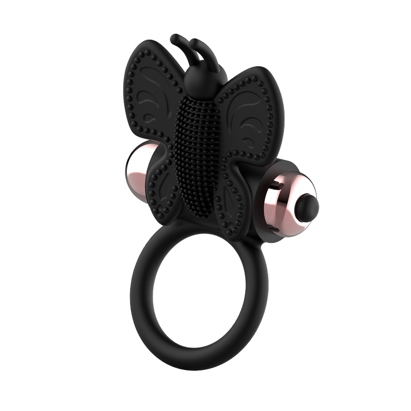 COQUETTE CHIC DESIRE - ANILLO PARA EL PENE MARIPOSA CON VIBRADOR NEGRO/DORADO