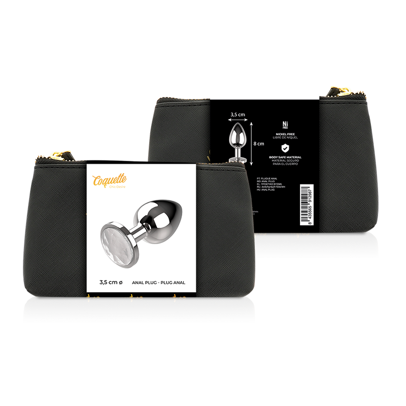 COQUETTE CHIC DESIRE - PLUG ANAL METAL COLOR TRANSPARENTE TALLA M 3.5 X 8 CM