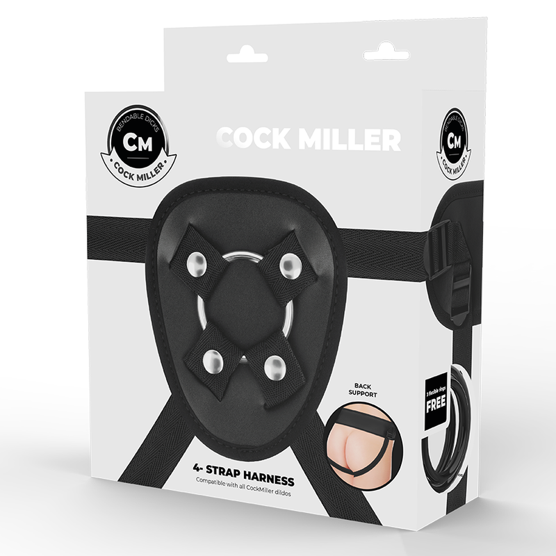 COCK MILLER - ARNÉS + SILICONA DENSIDAD ARTICULABLE COCKSIL NEGRO 24 CM